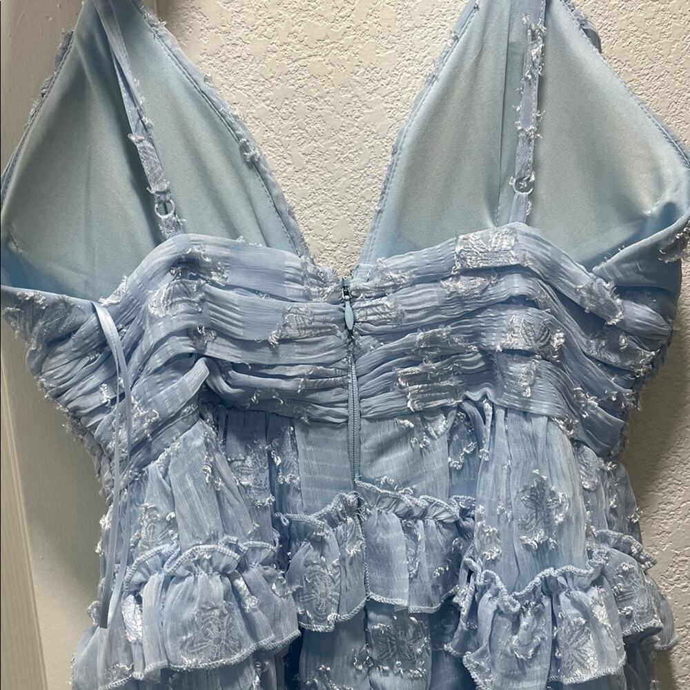Layered with Love Lil Kat Jacquard Sleeveless Ruffle Mini Babydoll Dress Size XS - Picture 6 of 6